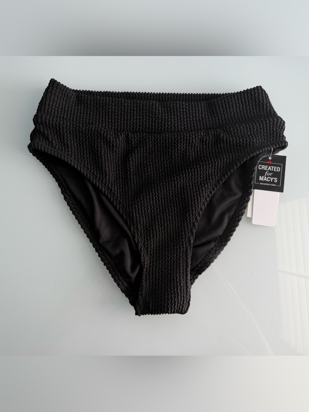 Salt + Cove Juniors' Black Ribbed High Waist Bikini Swim Bottom Size Small
